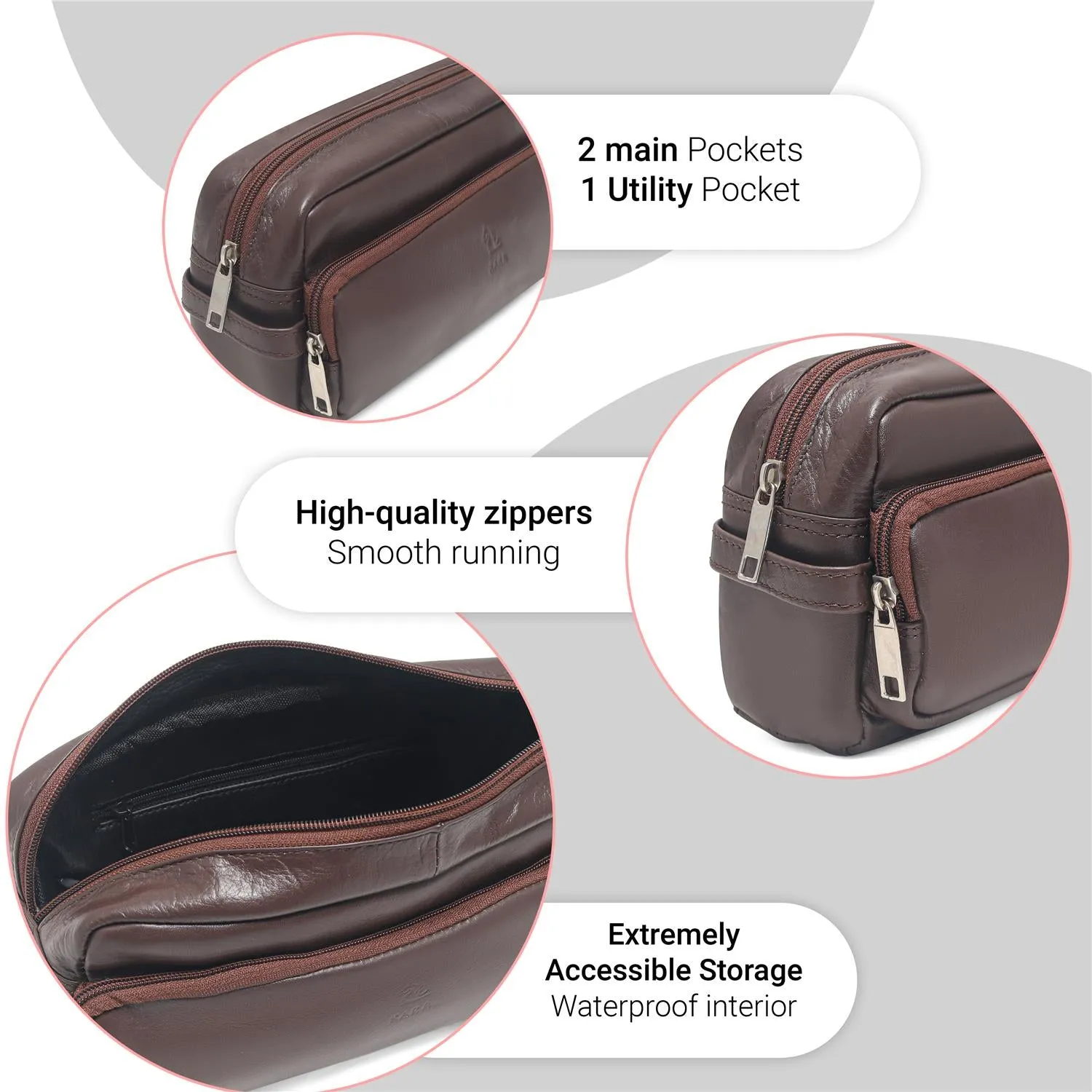 Edward Tan Leather Wash Bag for Men