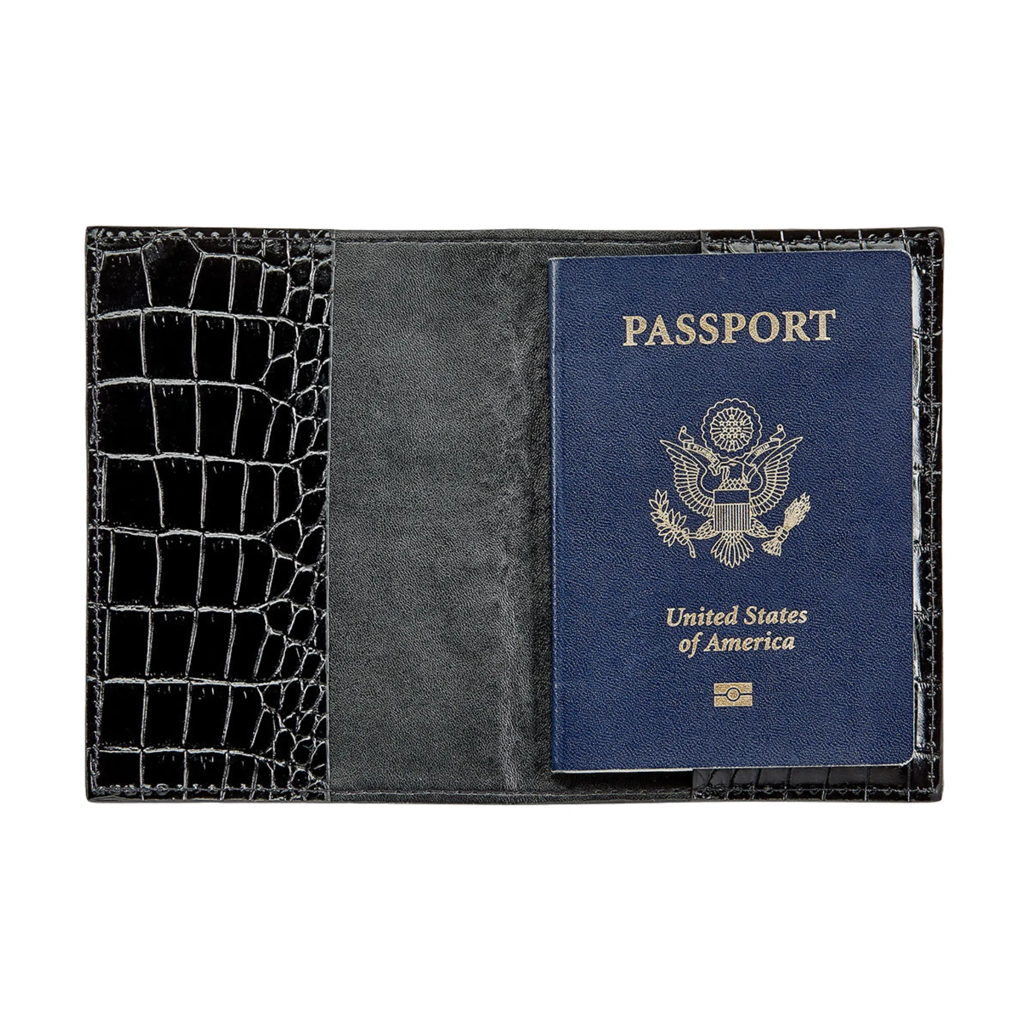 Embossed Croc Leather Passport Holder- Can Be Personalized