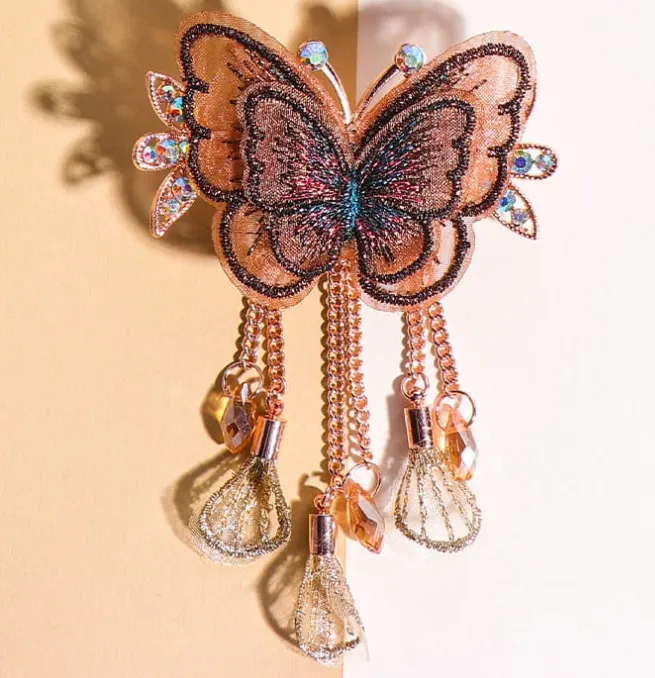 Embroidered & Stones Butterfly Hair Claw