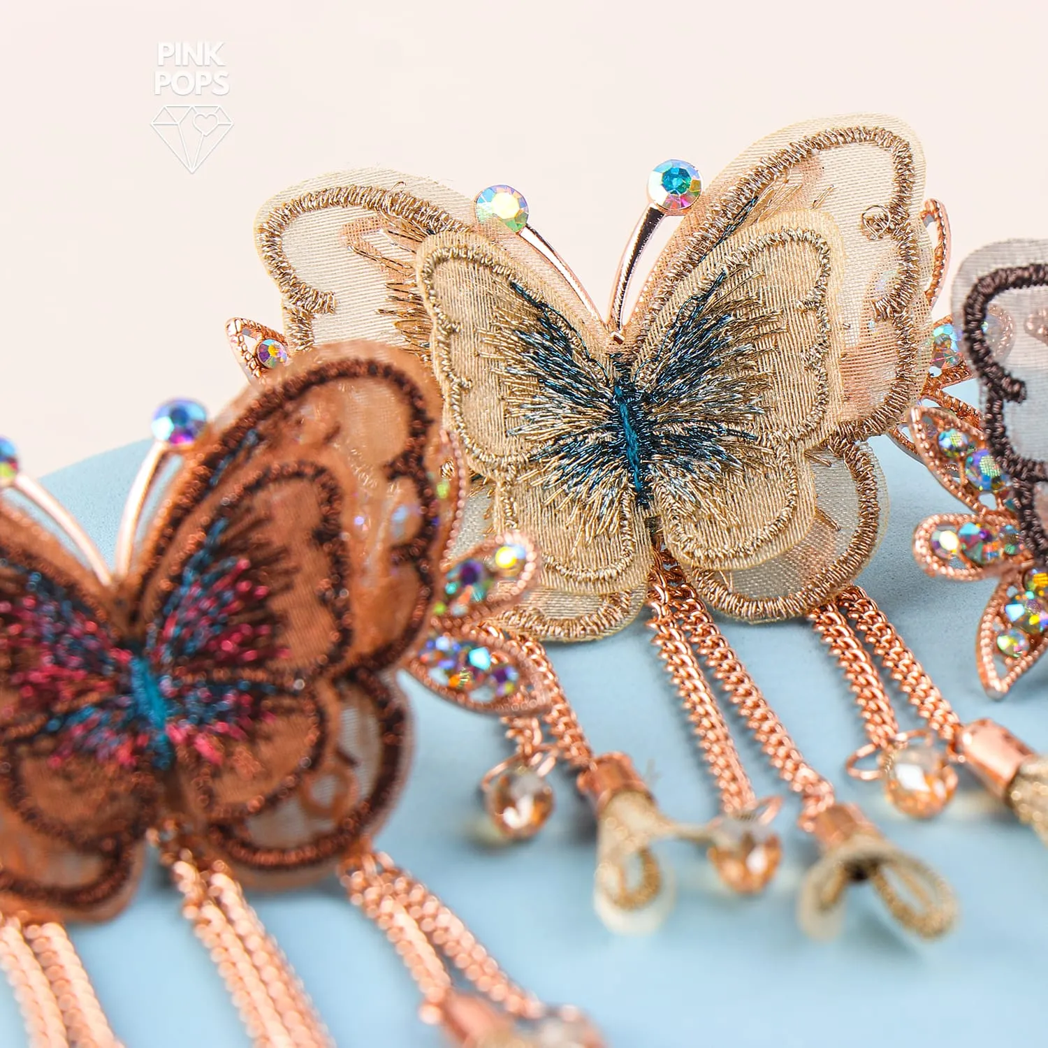 Embroidered & Stones Butterfly Hair Claw