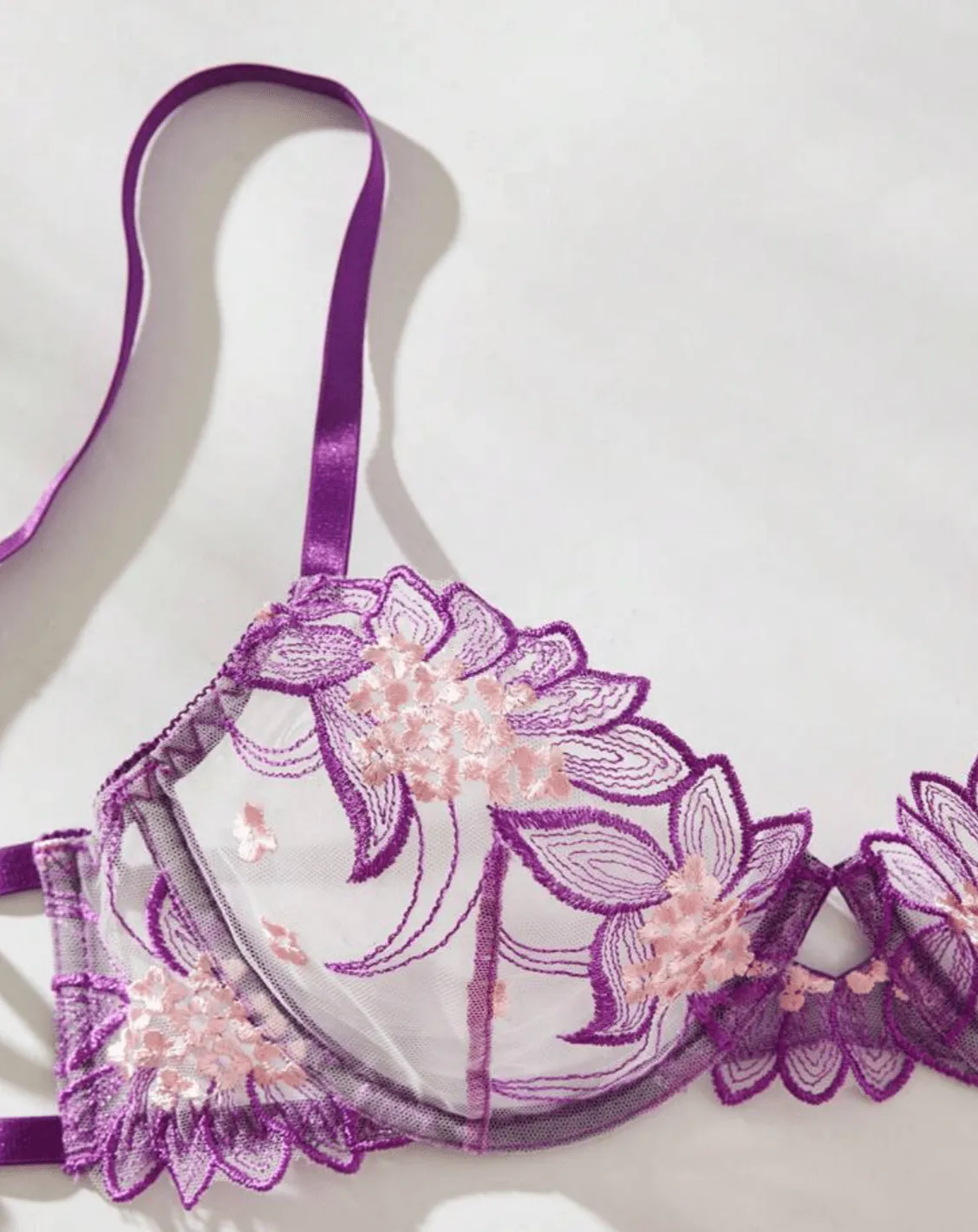 Embroidered Purple Lingerie Set