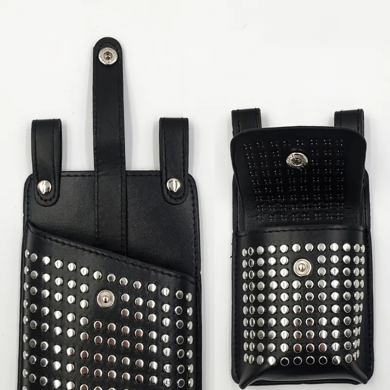 Fashion Rivets Detachable Double Waist Bag / Punk Bag With Adjustable Belt