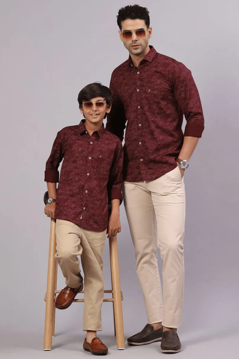 FATHER & SON - Maroon Artistic Print