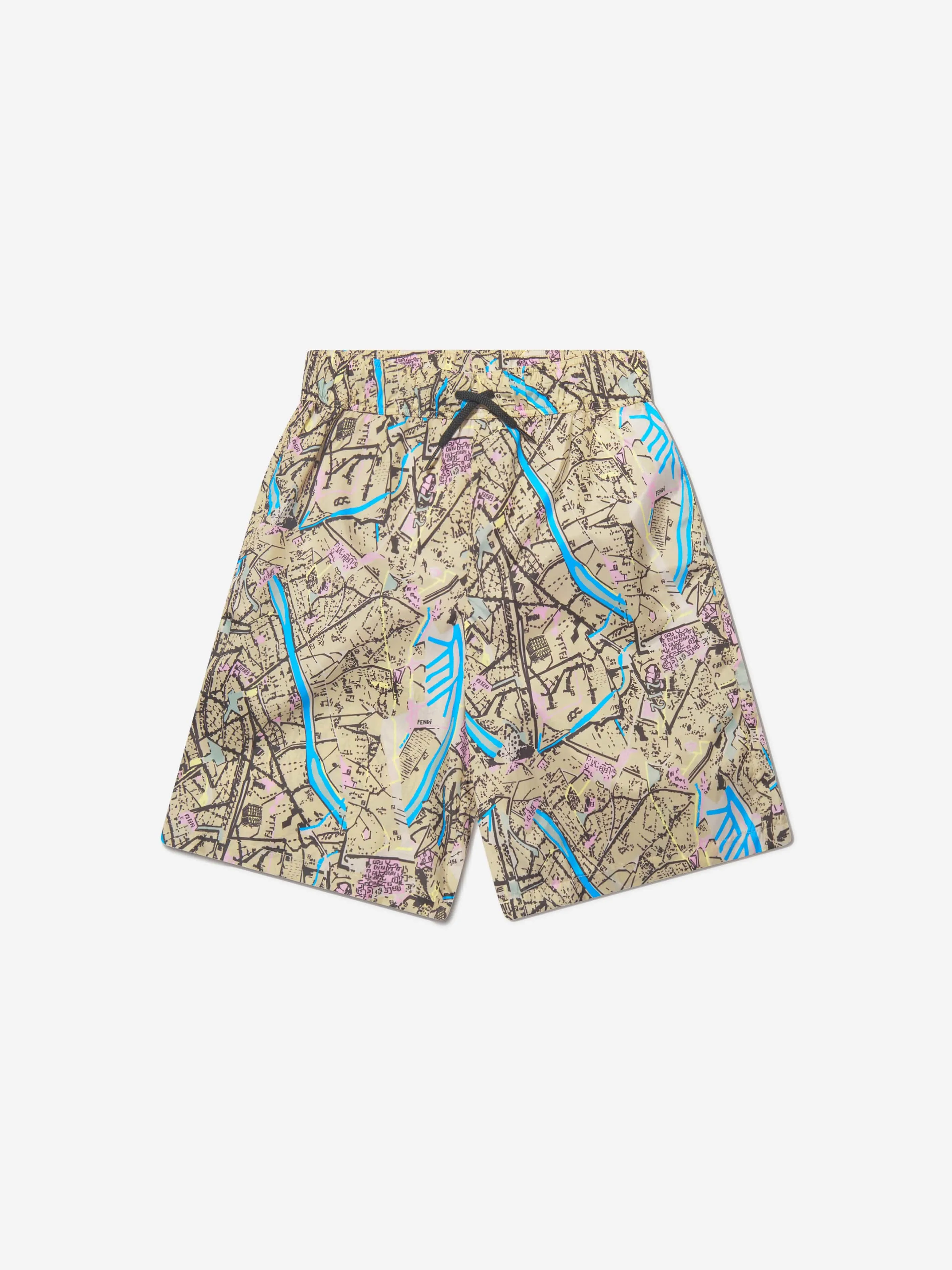 Fendi Boys Map Print Swim Shorts