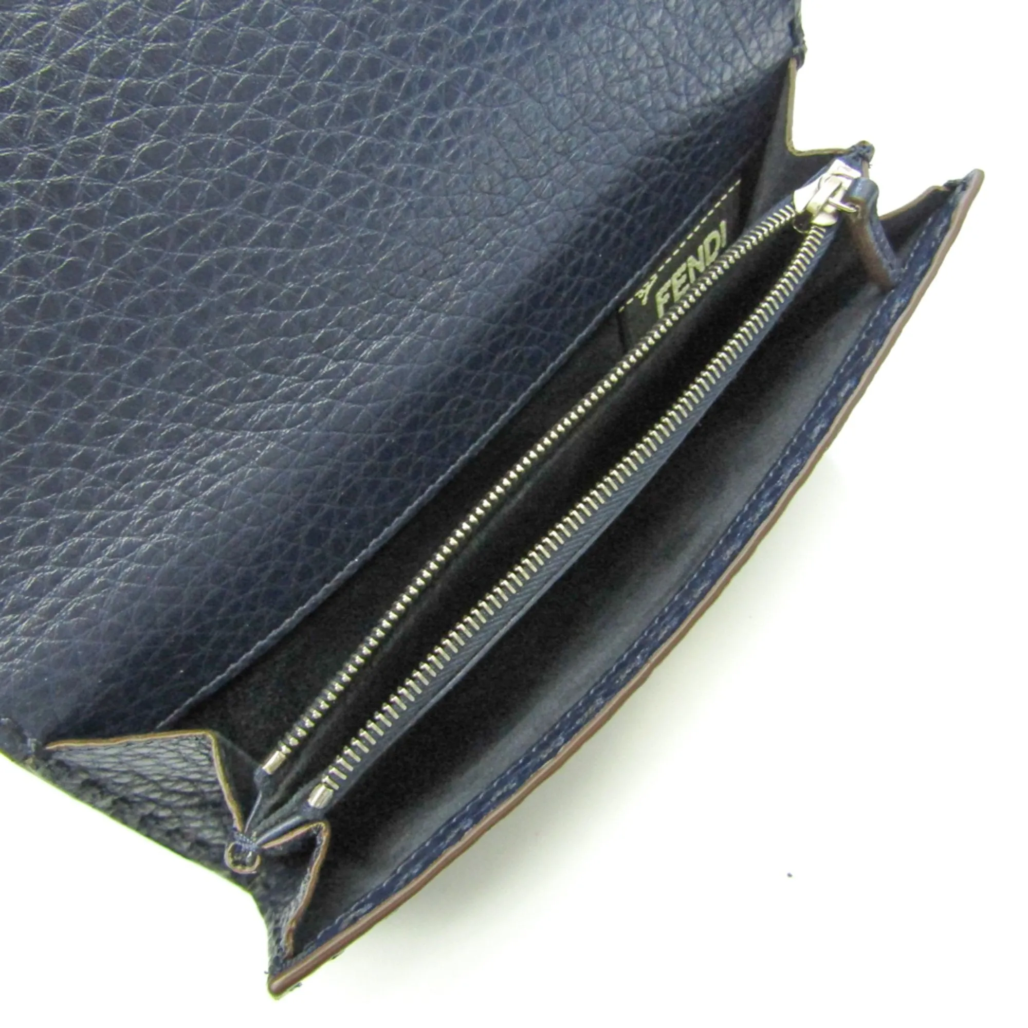 FENDI Selleria 8M3030 Men,Women Leather Long Wallet [tri-fold] Navy