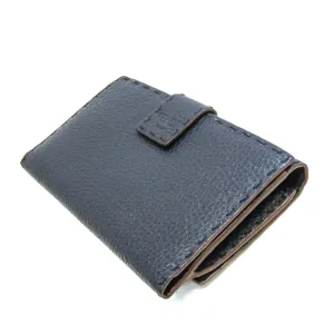 FENDI Selleria 8M3030 Men,Women Leather Long Wallet [tri-fold] Navy