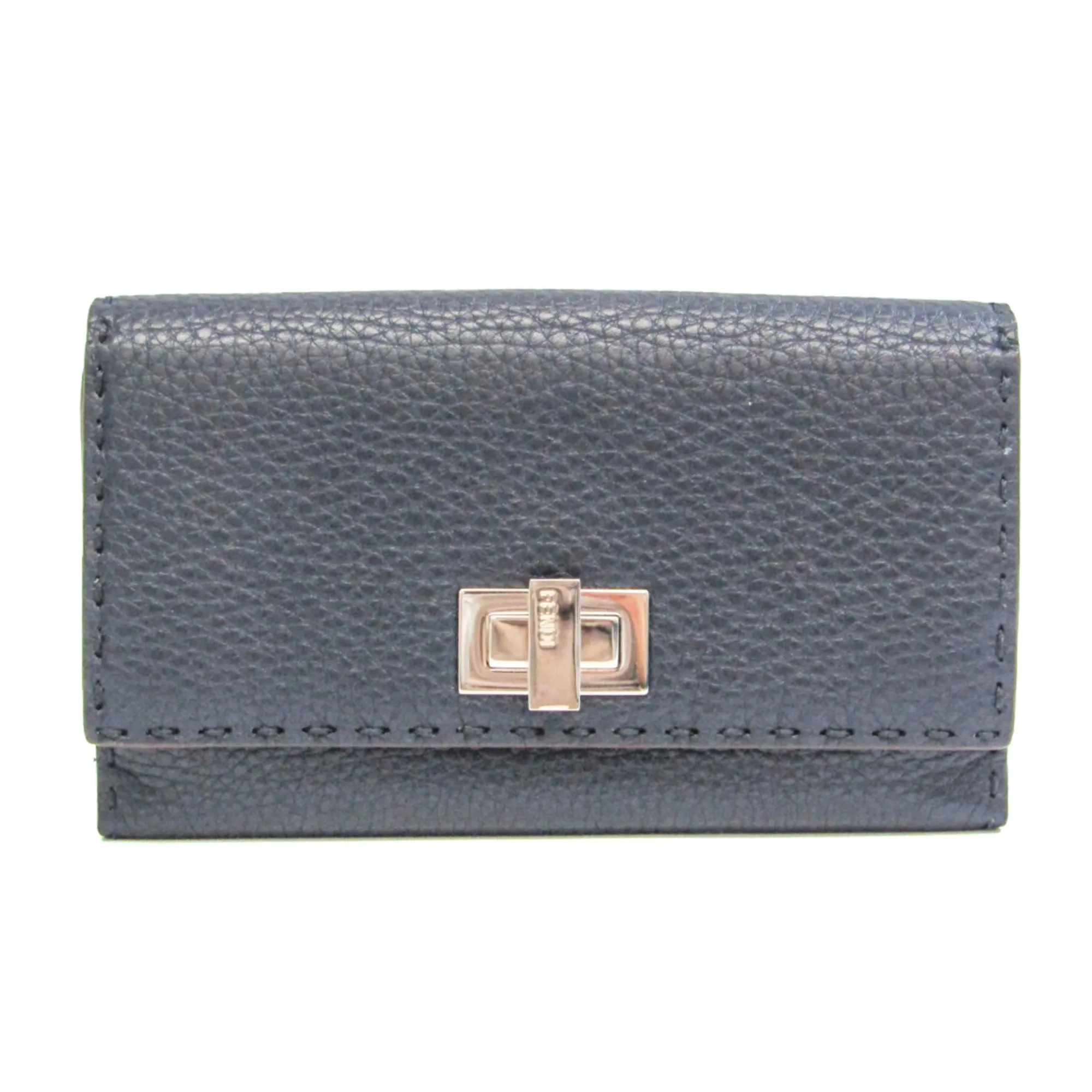 FENDI Selleria 8M3030 Men,Women Leather Long Wallet [tri-fold] Navy