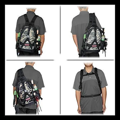 Fiblink Fishing Tackle Backpack Large Waterproof Tackle Bag Storage Outdoor Shoulder Backpack Cross Body Sling Bag