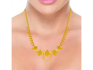 Fine Leaf Designer Jewellery 22k Gold Necklace And Earrings Set