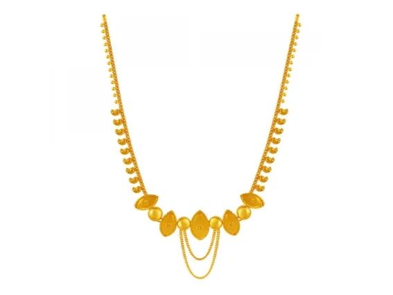 Fine Leaf Designer Jewellery 22k Gold Necklace And Earrings Set