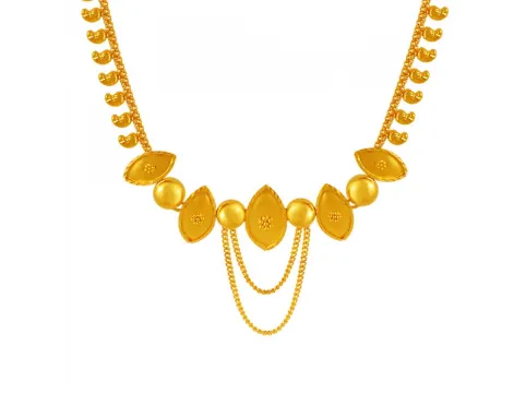 Fine Leaf Designer Jewellery 22k Gold Necklace And Earrings Set