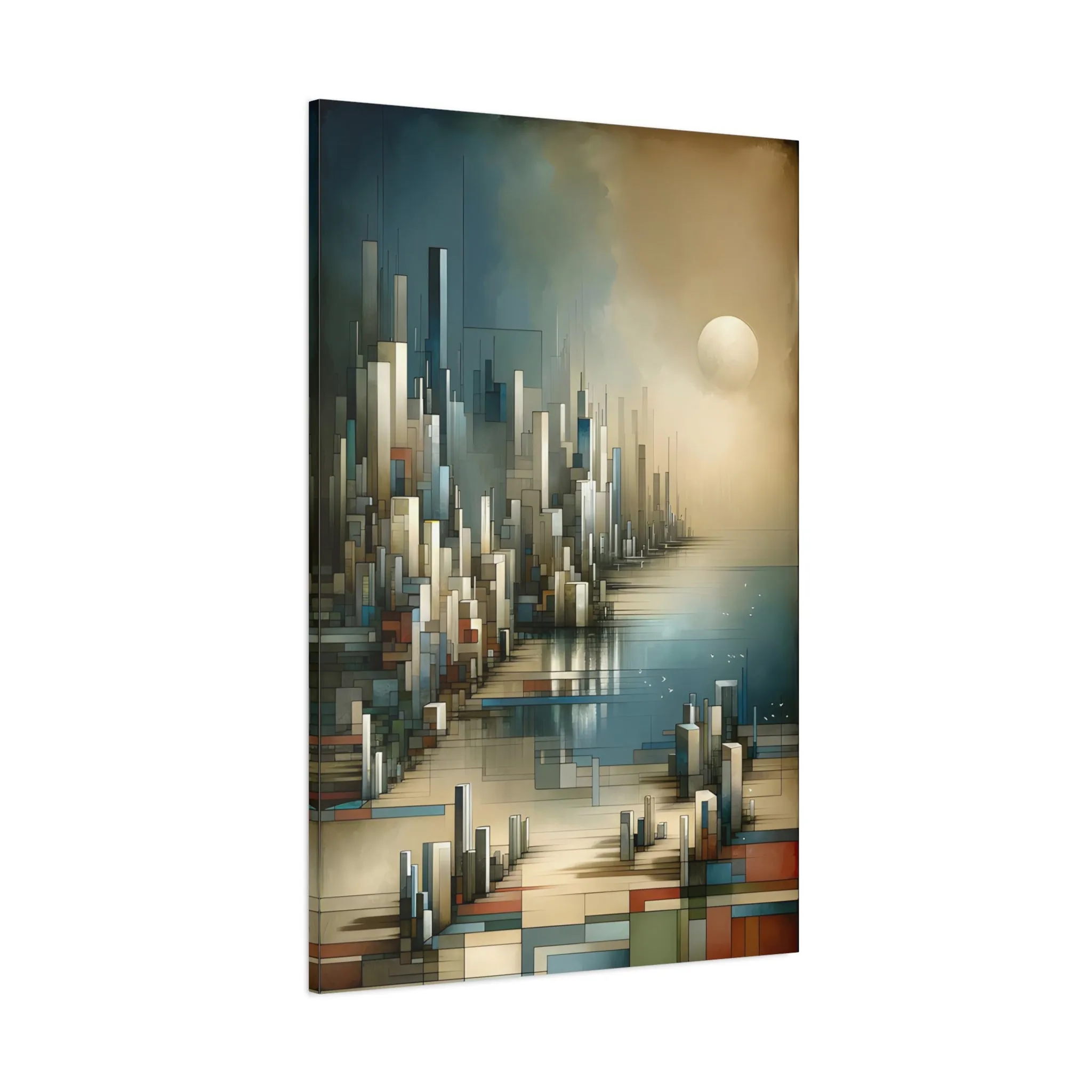 Futuristic Metropolis: Cubist Wall Art Print - canvas