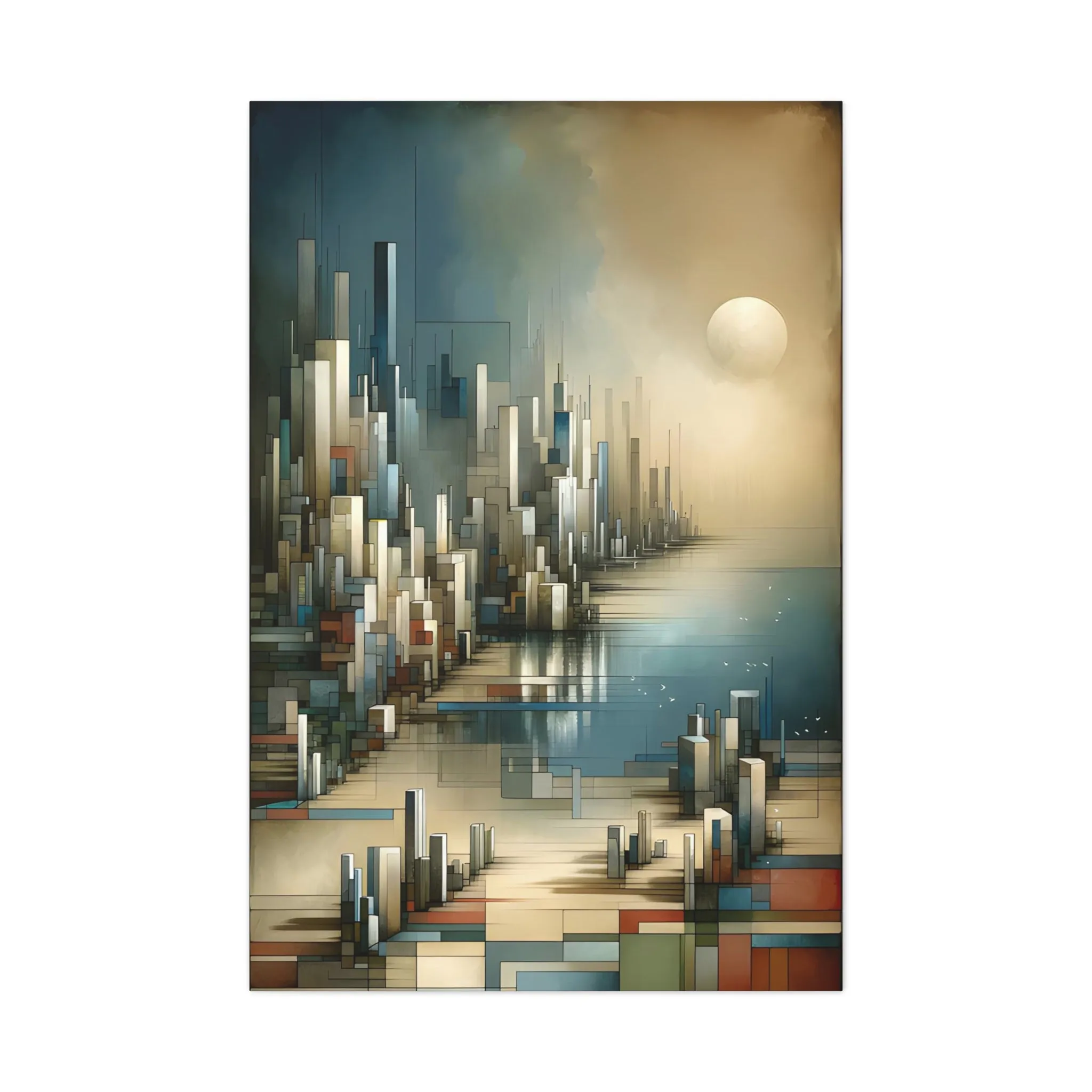 Futuristic Metropolis: Cubist Wall Art Print - canvas