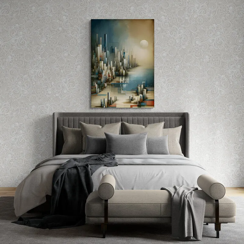 Futuristic Metropolis: Cubist Wall Art Print - canvas