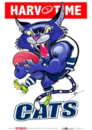 Geelong Cats, Mascot Print Harv Time Poster