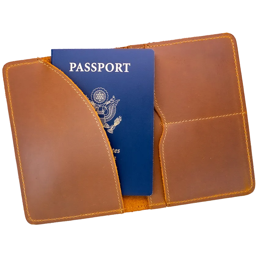 Genuine Leather Passport Holder Brown