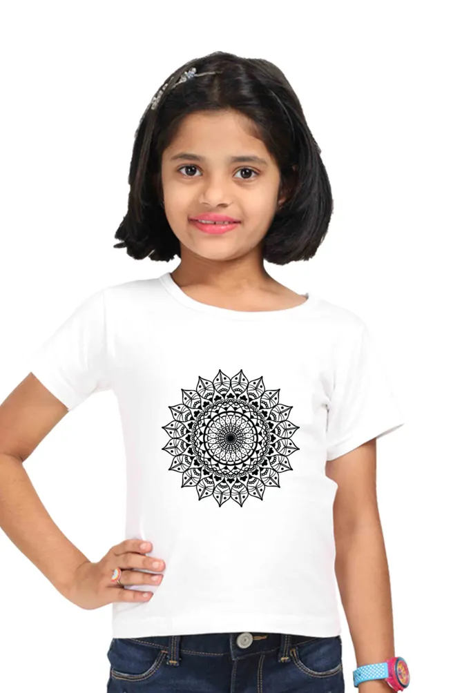 Girls’ Classic Tee with Artistic Mandala Design