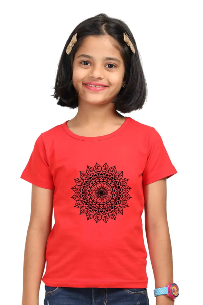 Girls’ Classic Tee with Artistic Mandala Design