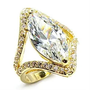 Gold Brass Ring with AAA Grade CZ in Clear for Women Style 7X001