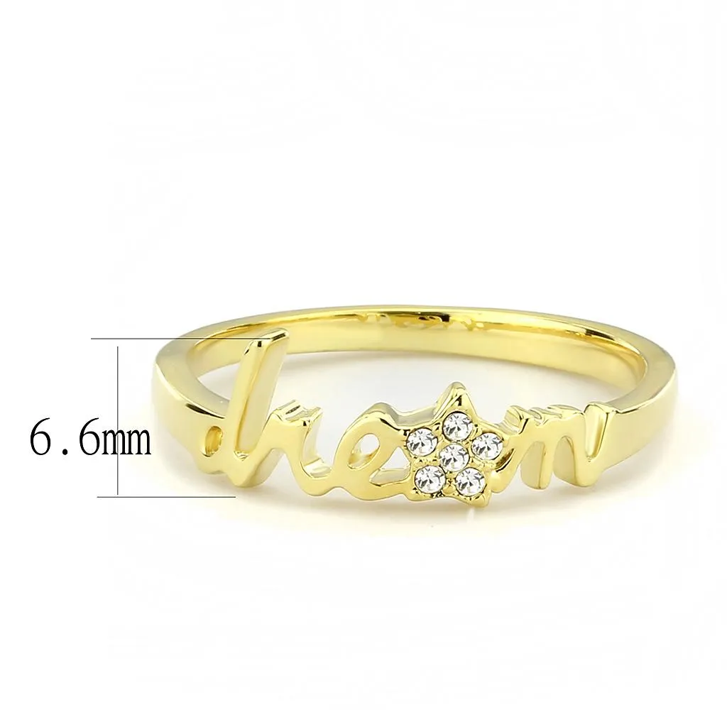 Gold Brass Ring with Top Grade Crystal in Clear for Women Style LO3961