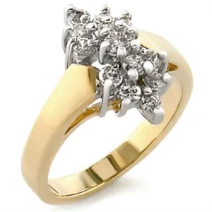 Gold Rhodium Brass Ring with AAA Grade CZ in Clear for Women Style 2W022