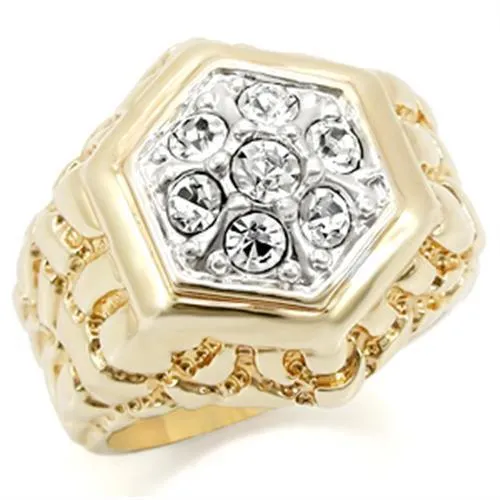 Gold Rhodium Brass Ring with Top Grade Crystal in Clear for Women Style 2W037