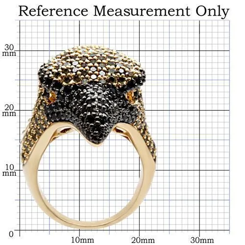 Gold Ruthenium Brass Ring with AAA Grade CZ in Multi Color for Women Style 1W084