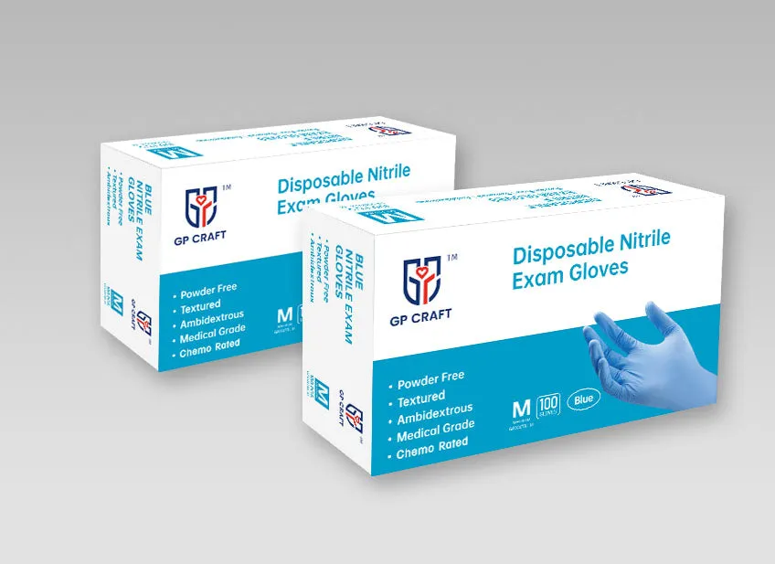 GP CRAFT Blue Nitrile Exam Gloves 4 Mils Case (1,000 Count, 10 Packs)