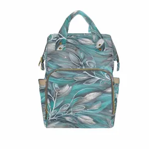 Green Elegant Floral Diaper Bag Backpack