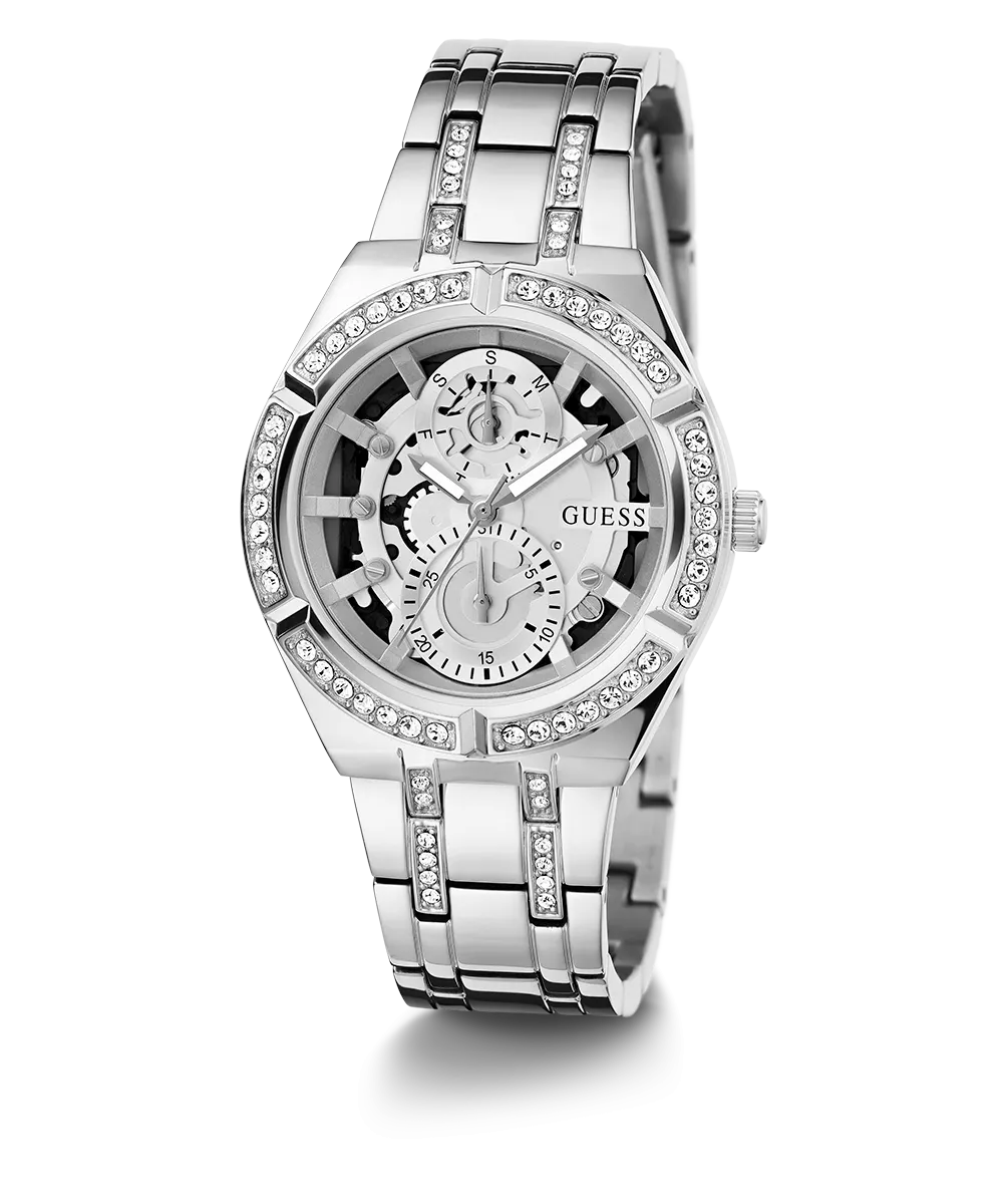 GUESS Ladies Silver Tone Multi-function Watch