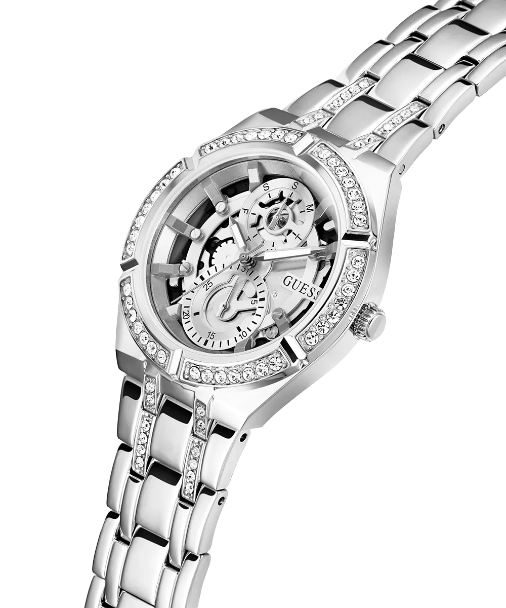 GUESS Ladies Silver Tone Multi-function Watch