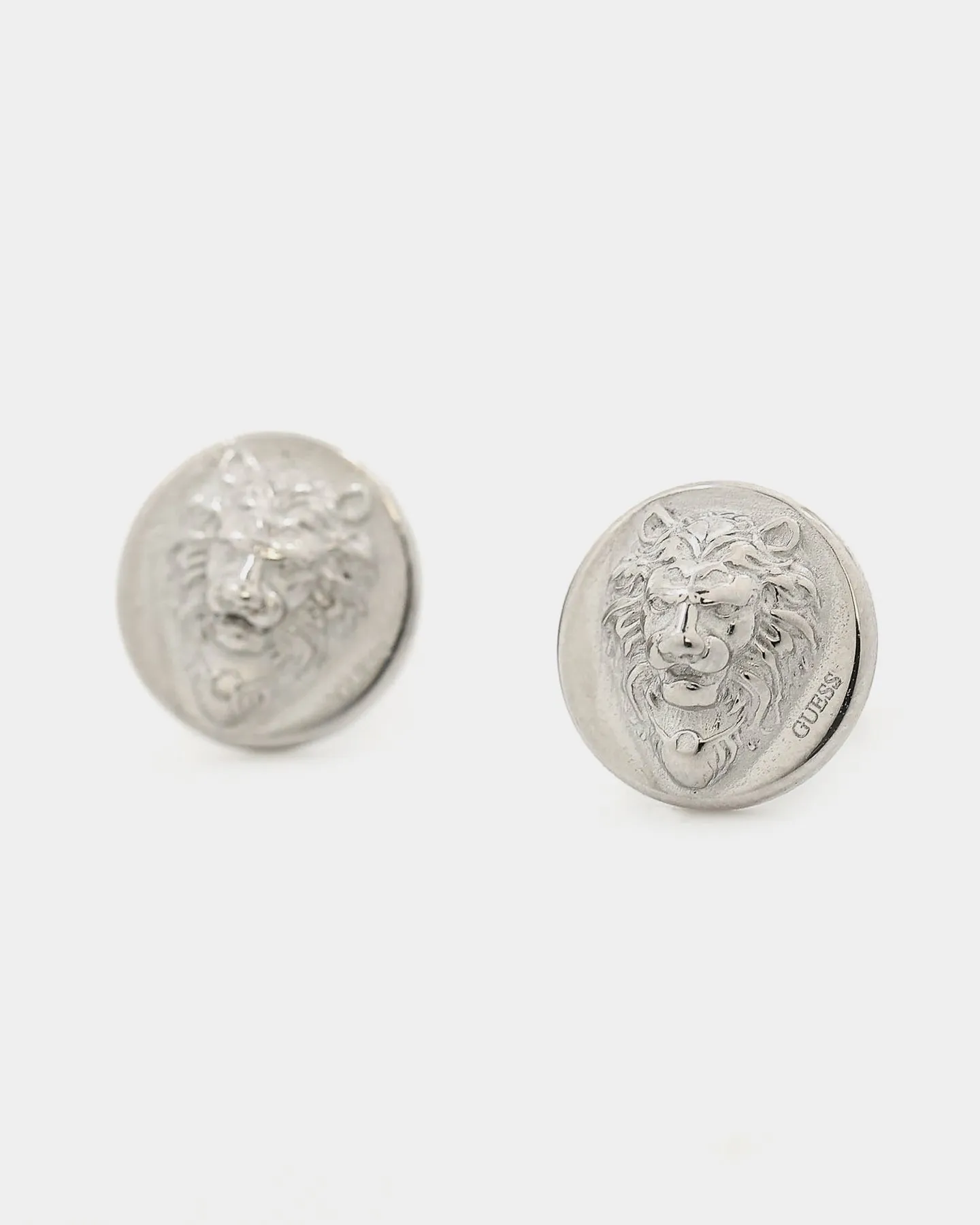 Guess Mainline Lion Head 12mm Stud Earrings Silver