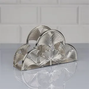 Handmade Metal Leaf Design Napkin Holders, 6.7 in, 6 Pcs,  Silver