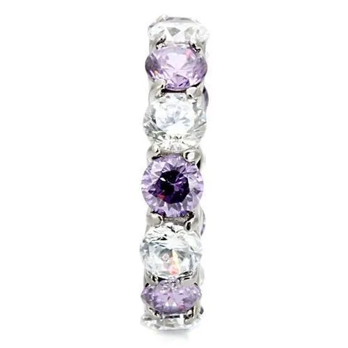 High polished (no plating) Stainless Steel Ring with AAA Grade CZ in Amethyst for Women Style TK109