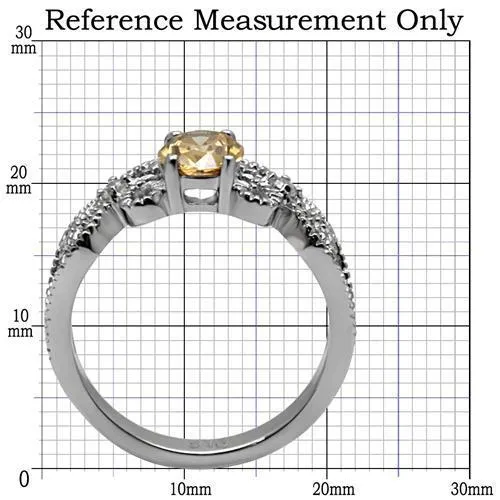 High polished (no plating) Stainless Steel Ring with AAA Grade CZ in Champagne for Women Style TK080