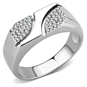 High polished (no plating) Stainless Steel Ring with AAA Grade CZ in Clear for Women Style DA280