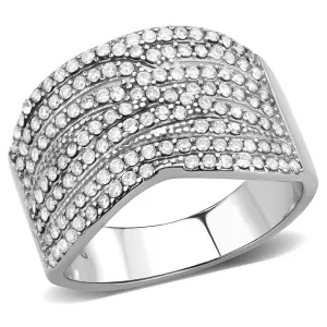 High polished (no plating) Stainless Steel Ring with AAA Grade CZ in Clear for Women Style DA362