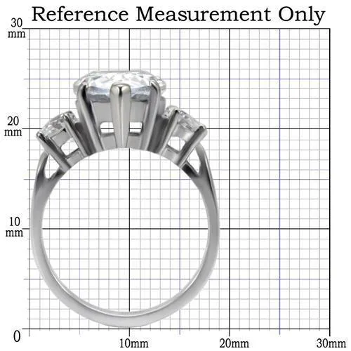 High polished (no plating) Stainless Steel Ring with AAA Grade CZ in Clear for Women Style TK076