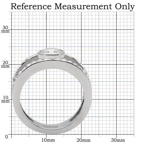 High polished (no plating) Stainless Steel Ring with AAA Grade CZ in Clear for Women Style TK171