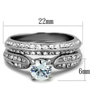 High polished (no plating) Stainless Steel Ring with AAA Grade CZ in Clear for Women Style TK1920