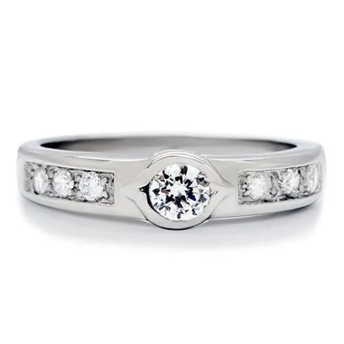 High polished (no plating) Stainless Steel Ring with AAA Grade CZ in Clear for Women Style TK200