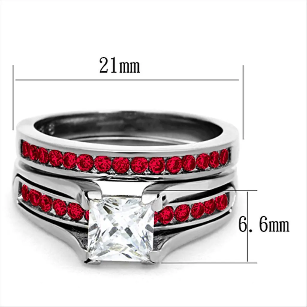 High polished (no plating) Stainless Steel Ring with AAA Grade CZ in Multi Color for Women Style LOA1362