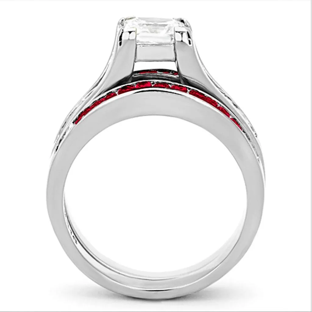 High polished (no plating) Stainless Steel Ring with AAA Grade CZ in Multi Color for Women Style LOA1362