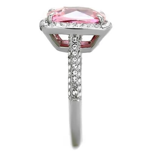 High polished (no plating) Stainless Steel Ring with AAA Grade CZ in Rose for Women Style TK2027