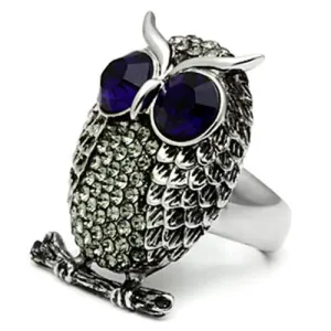 High polished (no plating) Stainless Steel Ring with Top Grade Crystal in Amethyst for Women Style TK399