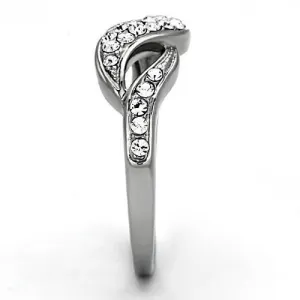 High polished (no plating) Stainless Steel Ring with Top Grade Crystal in Clear for Women Style TK1085