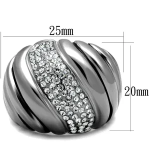 High polished (no plating) Stainless Steel Ring with Top Grade Crystal in Clear for Women Style TK1304