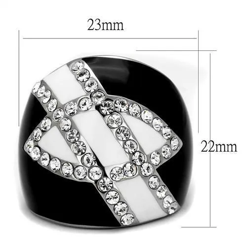 High polished (no plating) Stainless Steel Ring with Top Grade Crystal in Clear for Women Style TK2211