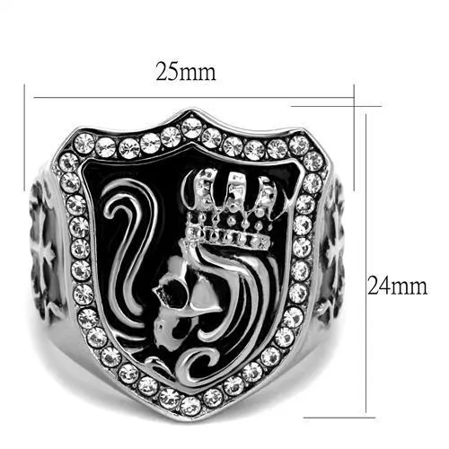 High polished (no plating) Stainless Steel Ring with Top Grade Crystal in Clear for Women Style TK2328