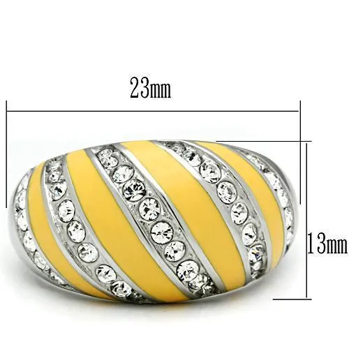 High polished (no plating) Stainless Steel Ring with Top Grade Crystal in Clear for Women Style TK506